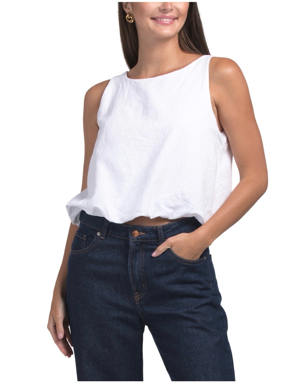 SPIGHE DI LINO linen blend bubble crop top